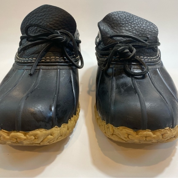 LL Bean Bean Boots, Rubber Moc Black with Tan Rubber Soles Size GM 9M 11W - Picture 11 of 15